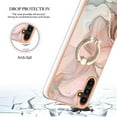 thumbnail image 3 of SaniMore for Samsung Galaxy A14 5G Case, Marble Pattern 3 in 1 Heavy Duty Shockproof Full Body Hard PC+IMD Bumper Drop Protective Women Girls Cover Rotating Ring Bracket Stand for Galaxy A14 5G, Gold, 3 of 10