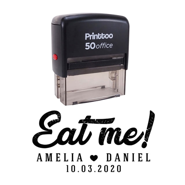 Printtoo Personalized Black Self Inking Eat Me Custom Wedding Favor Rubber Stamper-68 x 30 mm