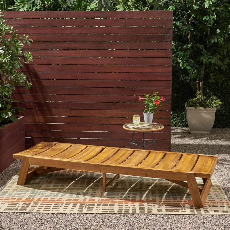 Acacia Wood Outdoor Chaise Lounge with 4-Position Adjustable Backrest, Patio Lounger Chair Sun Lounger Recliner Chair for Poolside, Balcony