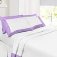 thumbnail image 2 of Sheet Set with Dual Color, 4 PC Stylish Bedding with 18" Deep Pockets, 100% Egyptian Soft & Luxury 400TC, Two Tone Cotton Bedsheets & Pillowcases - Lavender & White Solid, Queen Size., 2 of 5