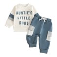 thumbnail image 4 of JUMEYU Baby Boy Outfit Toddler Baby Boy Clothes Fall Winter Outfit Long Sleeve Sweatshirt Print Pullover Pant Set 3 6 9 12 24 Months 2T 3T 4T (Blue,6-12 Months), 4 of 5