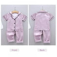 thumbnail image 4 of Pretty Comy Summer Baby Kids Girls Boys Standing Bear Sleepwear Set Short Sleeve Blouse Tops+Night Pants, 4 of 6