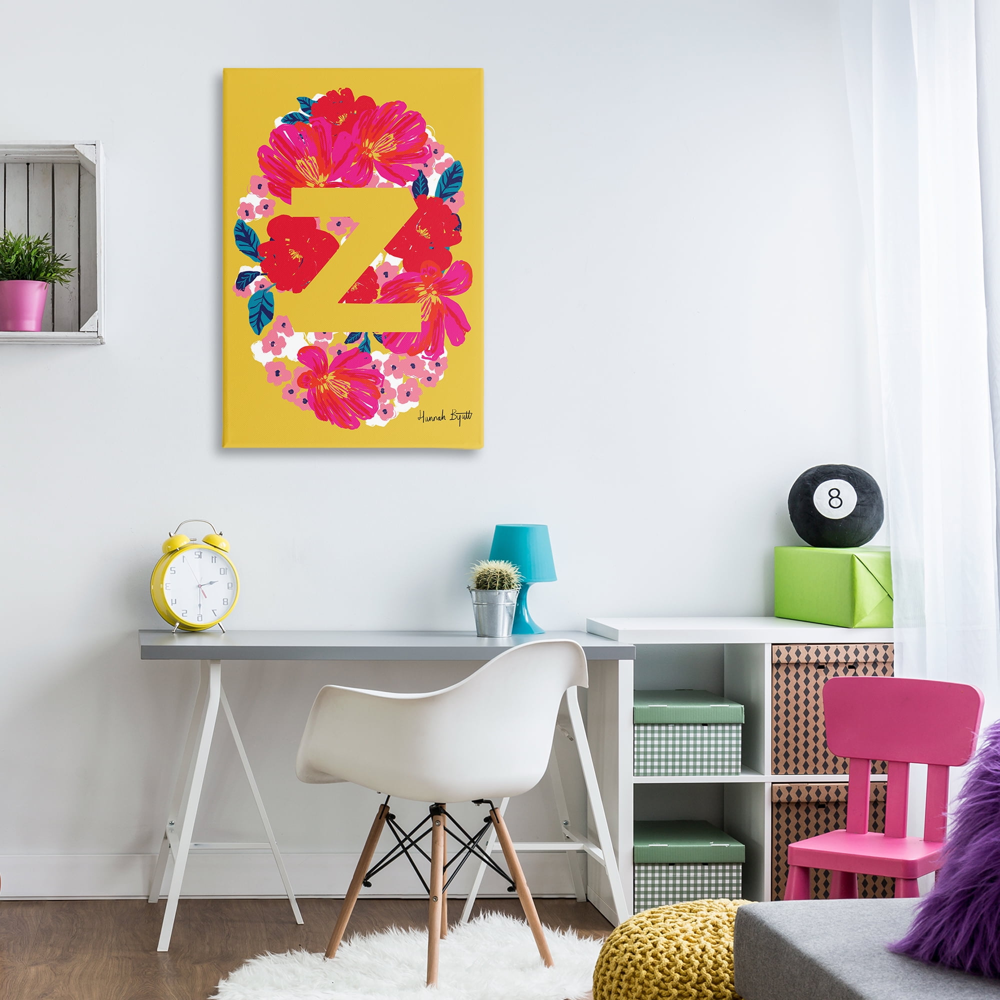 Stupell Industries Floral Bloom Letter Z Botanical & Floral Painting Gallery Wrapped Canvas Art Print Wall Art, 24 x 36