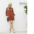 thumbnail image 3 of Jupe en Tricot Côtelé pour Femmes, Manches Lanterne, Col Rond, Robe Courte, Chandail-Over, Jupe Chandail avec Poches, Automne Hiver, Jupe du Bas, 3 of 5