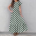 thumbnail image 4 of Summer Dresses for Girls with Pockets Size 6-12 Toddlers Kids Trendy Stripe Printed Short Sleeve Crew Neck Going-Out Long Maxi Dress, 4 of 7