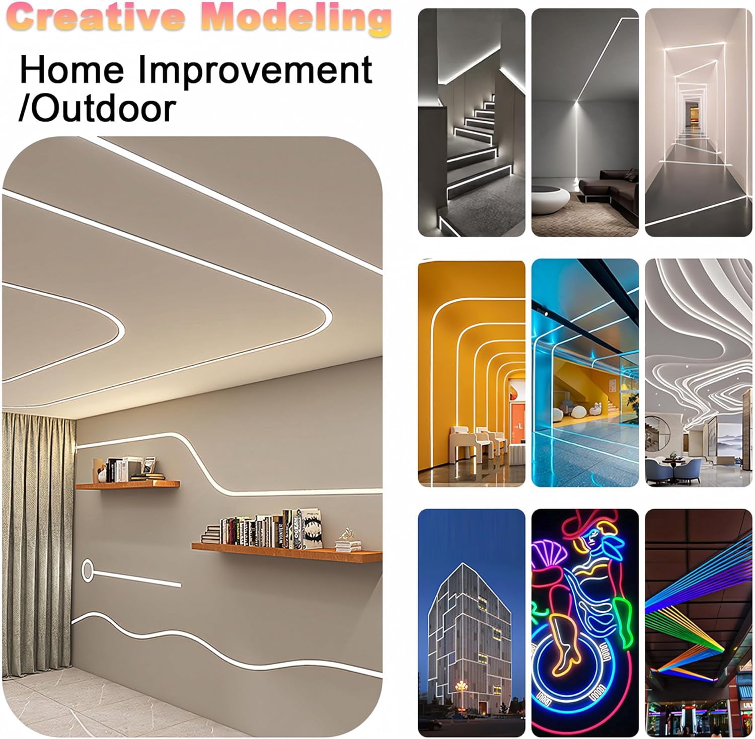 Flexible LED Lights Strips:16.4ft 8mm LED Strip Cover,DIY Bendable Led Strip Diffuser,RGB Neon Led Diffuser Channel for Bar Hallways, Stairs, Store Signs and More,Light Strip Cutters 2 Pcs
