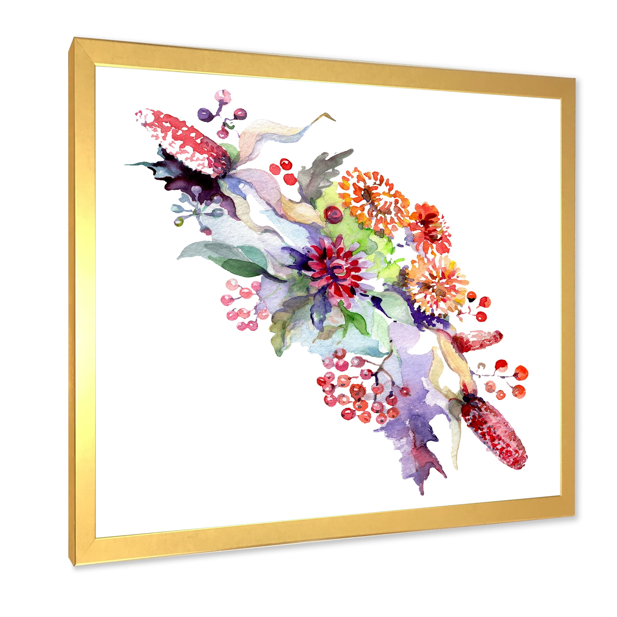 Designart 'Bouquet With Berries and Wildglowers' Traditional Framed Art Print