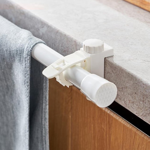 HEALEEP 2Pcs Windows Rod Hanger Adjustable Support Bracket Plastic White Self Adhesive For Bookcases