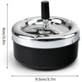 thumbnail image 4 of Cenicero giratorio de limpieza automática de metal grande con tapa, negro, 4 of 4