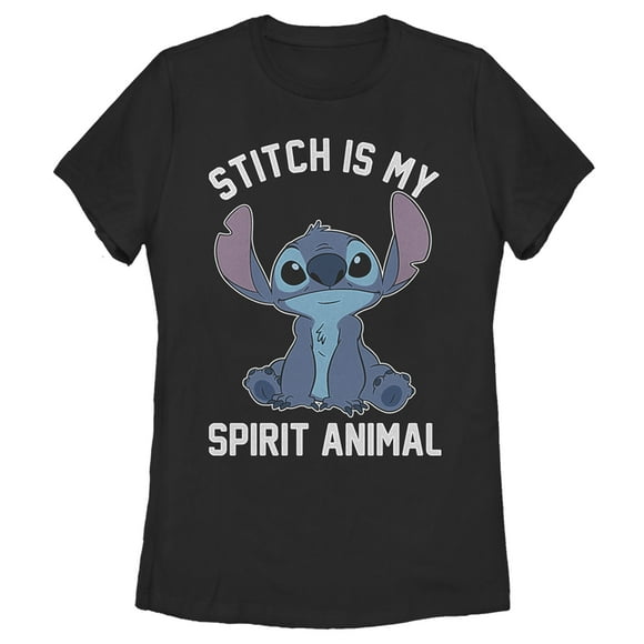 Women's Lilo & Stitch My Spirit Animal Is Stich  T-Shirt - Black - X Large