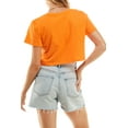 thumbnail image 6 of Women's Boxy Crop Top Round Neck Short Sleeve Casual 100% Cotton Cropped Tee T-Shirt, Tangerine, Large, 6 of 10