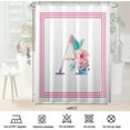 thumbnail image 4 of Pink Shower Curtain,White Fabric Shower Curtains for Bathroom,Watercolor Floral Art A Word Bath Curtain Sets with 12 Hooks 72x72in,Waterproof Fabric, 4 of 5