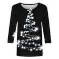 thumbnail image 4 of Up to 65 off!Lolmot Christmas Tops for Women Casual Graphic Shirts Xmas Tree Holiday T Shirt Crewneck 3/4 Sleeve Tee Tops, 4 of 5