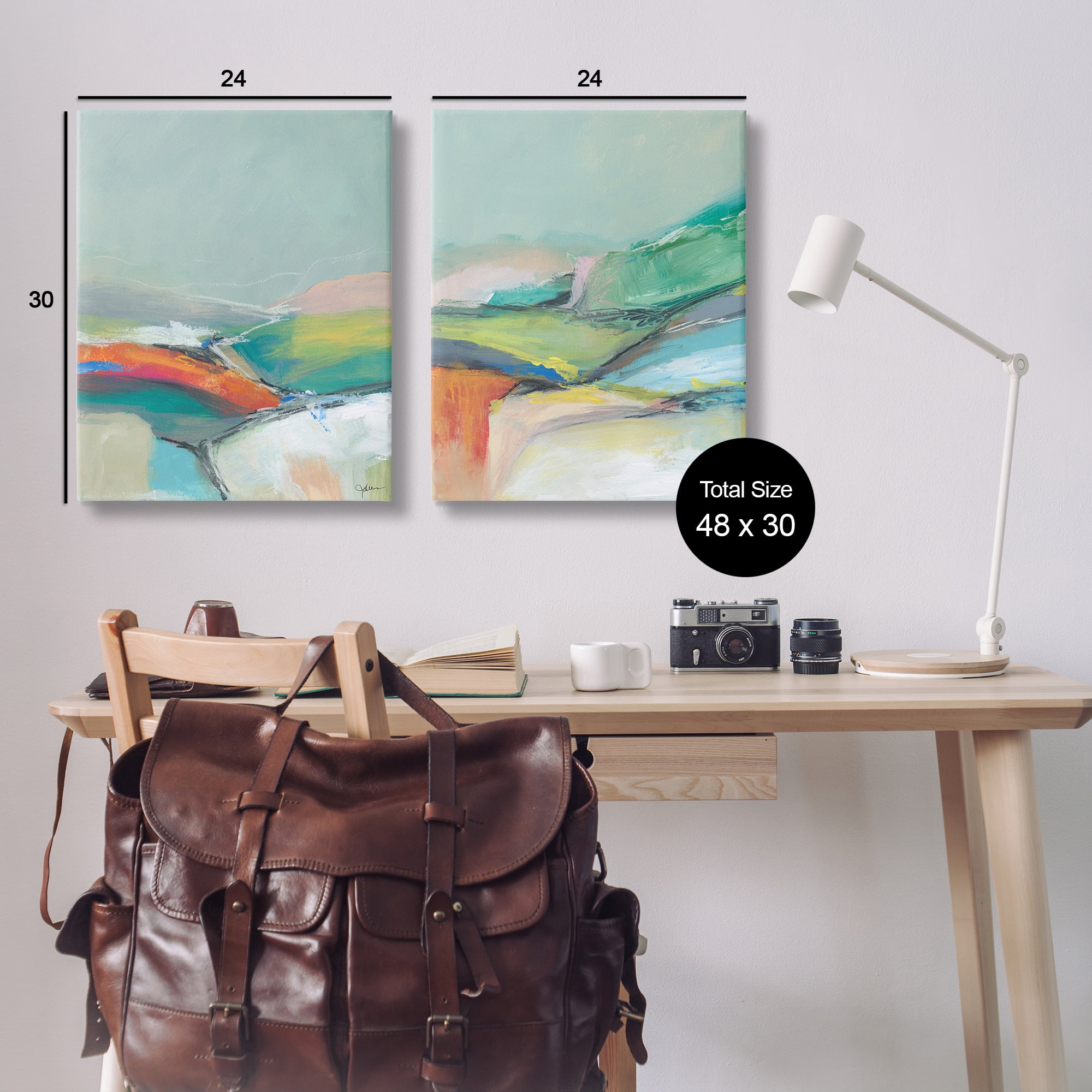 Stupell Industries Impressionist Pastel Landscape Abstract Painting Wrapped Canvas Art Print Wall Art, 24 x 30, Set of 2