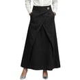 thumbnail image 2 of Gamivast Skirts for Women Linen High Waisted Wrap Maxi Skirt Asymmetrical Long Skirt Elegant Skirt Work Office Skirt with Pockets for Business Casual Events Black XXL, 2 of 6