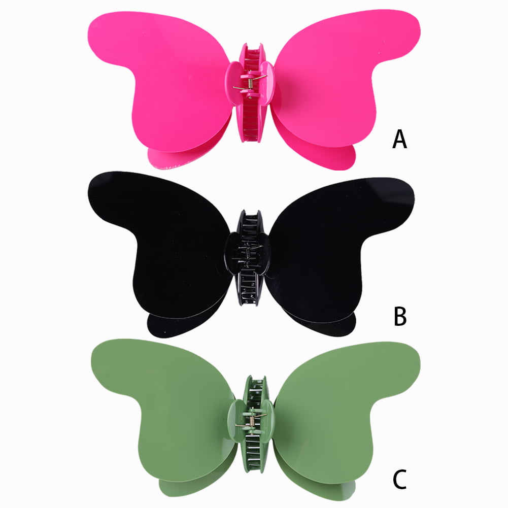 3 Hair Claw Clips Clamp Butterfly Style 40mm Ladies Plastic Mini Grip Jaw Set 