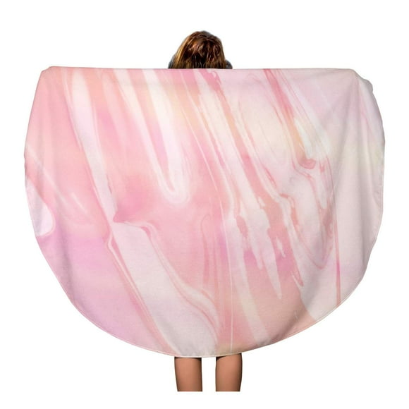 SIDONKU 60 inch Round Beach Towel Blanket Colorful Light Reflective Pink Plastic for Use Orange Latex Travel Circle Circular Towels Mat Tapestry Beach Throw