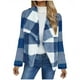 thumbnail image 1 of Chaqueta y abrigo informal de manga larga sin capucha para mujer, de invierno, de polar de doble cara, a cuadros, de manga larga, tipo cárdigan, abrigo, blusa de poliéster para mujer, 1 of 6