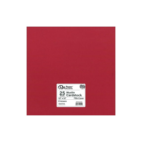 Paper Accents Cardstock 12"x 12" Muslin 73lb Crimson 25pc