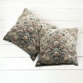 thumbnail image 6 of Ambesonne Rococo Throw Pillow Cover 2 Pack, Palatial Flowers Posh Ethnic, 18", Tan Dark Blue and Pale Ruby, 6 of 7