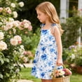 thumbnail image 6 of Zpanxa Girl Dress Girl's Tiered Pocket Sundress Floral Spaghetti Strap Sleeveless Casual Dresses Blue 2 Years, 6 of 9
