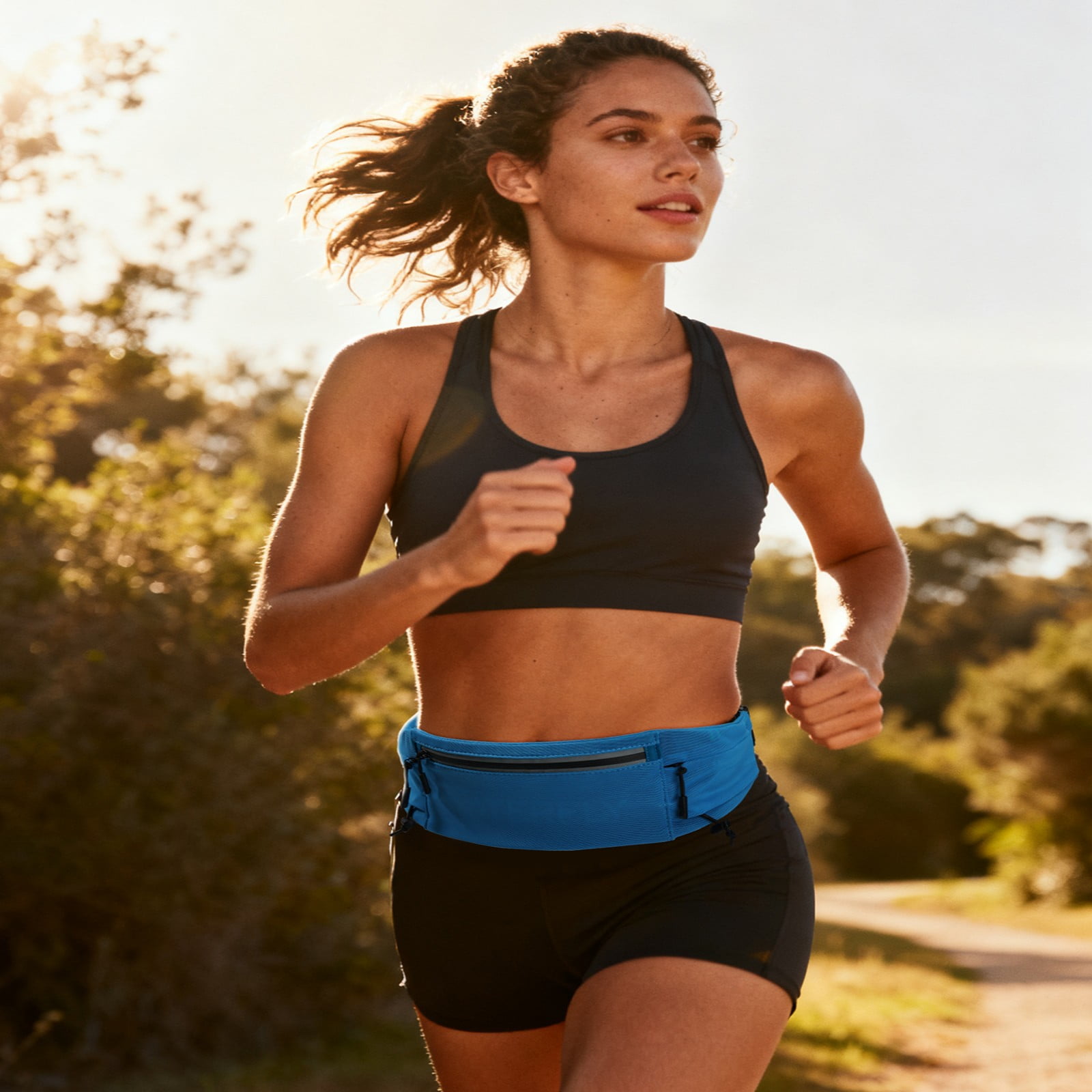WATERFLY Unisex Adjustable Sports Jogging Fitness Nylon Running Waist Belt Elastic Band,Blue
