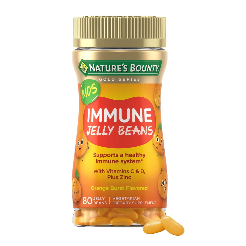 Nature's Bounty Kids Vitamin C, D & Zinc for Immune Support Jelly Beans, Orange Burst, 80 Count