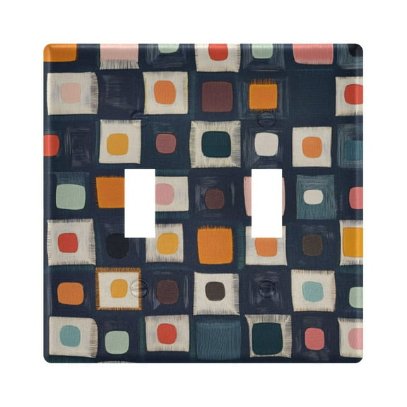 Yayeee Toggle Light Switch Wall Plate 2-Gang 4.56"x4.48" Decorative Outlet Cover, Blue Circle Mosaic