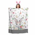thumbnail image 2 of Throw Blanket Fleece Throw Blanket 40x50in, Spring Pastoral Flower Leaf Soft Lightweight Bed Blankets Easter Rabbit Black White Plaid Fuzzy Couch Blankets for All Season, 2 of 9