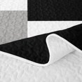 thumbnail image 5 of Castle Fairy Retro Offset Square Block Bed Spread Queen 3pcs,Minimalist Mosaic Queen Coverlet Set,Royal Gray Black,1 Quilt and 2 Pillowcases, 5 of 7