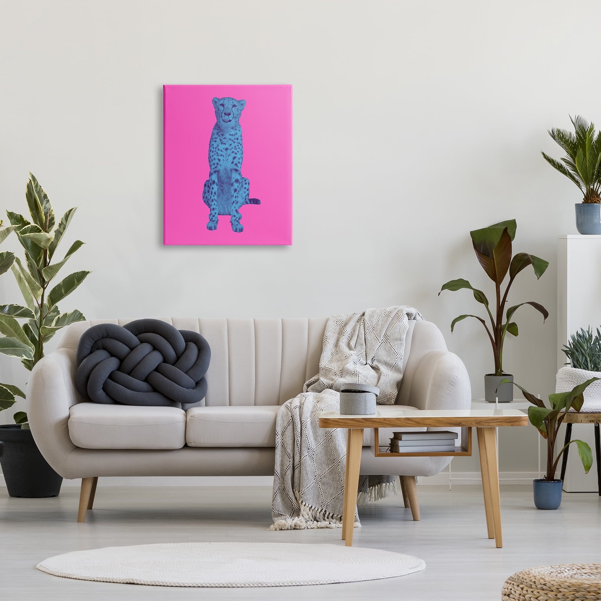 Stupell Industries Bold Leopard on Pink Animals & Insects Painting Gallery Wrapped Canvas Art Print Wall Art, 24 x 30
