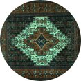 thumbnail image 1 of Ahgly Company Indoor Round Persian Turquoise Blue Traditional Area Rugs, 5' Round, 1 of 4