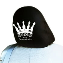 Yupbizauto Customized Personalized Vinyl Queen Logo Truck SUV Car Seat Headrest Cover Auto Accessories 1 Piece Black Proudly Design and Made in USA