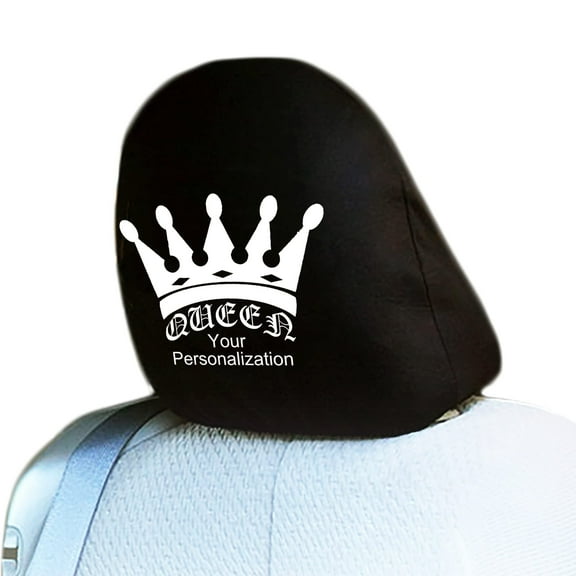 Yupbizauto Customized Personalized Vinyl Queen Logo Truck SUV Car Seat Headrest Cover Auto Accessories 1 Piece Black Proudly Design and Made in USA