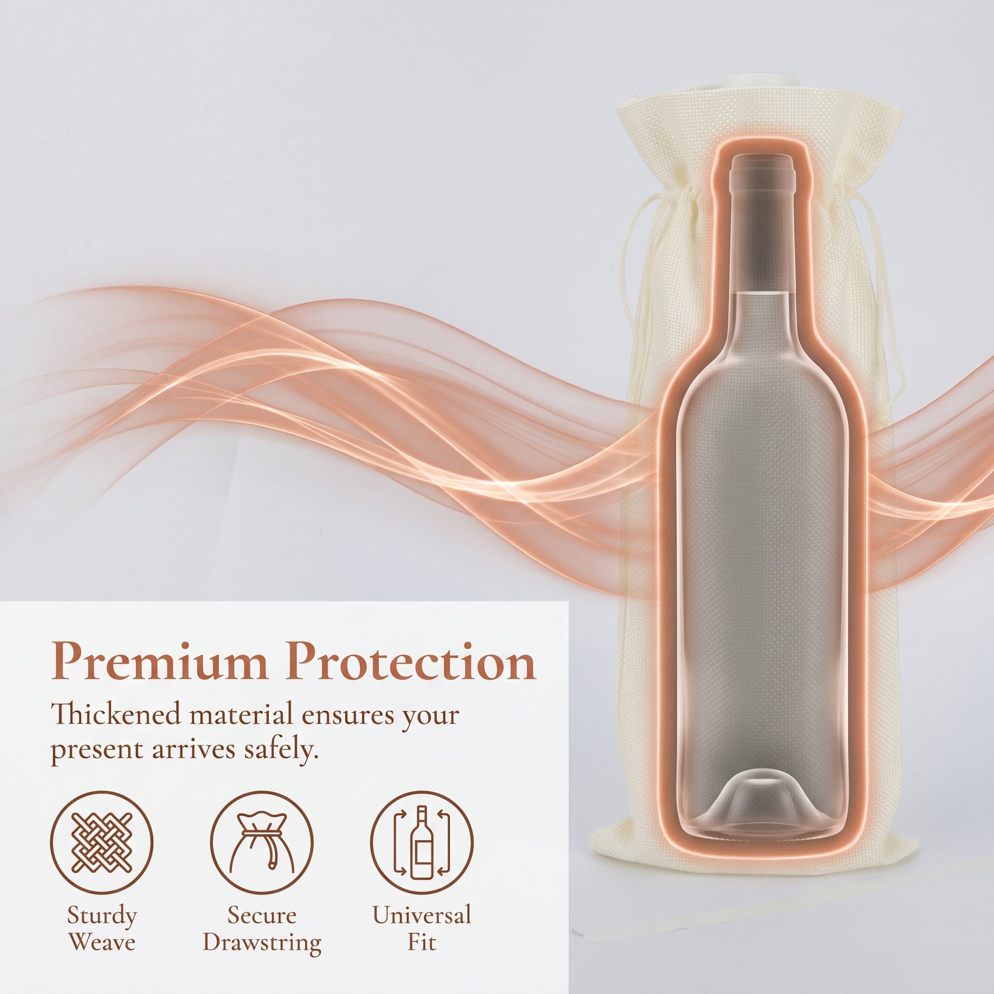 Unique Bargains Elegant Single Wine Bottle Gift Bags with Handles White 5.9" x 13.8"