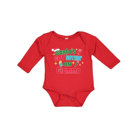 

Inktastic Santa s Got Nothin on Glamma with Christmas Presents Gift Baby Boy or Baby Girl Long Sleeve Bodysuit