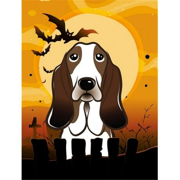 Halloween Basset Hound Flag Canvas House Size