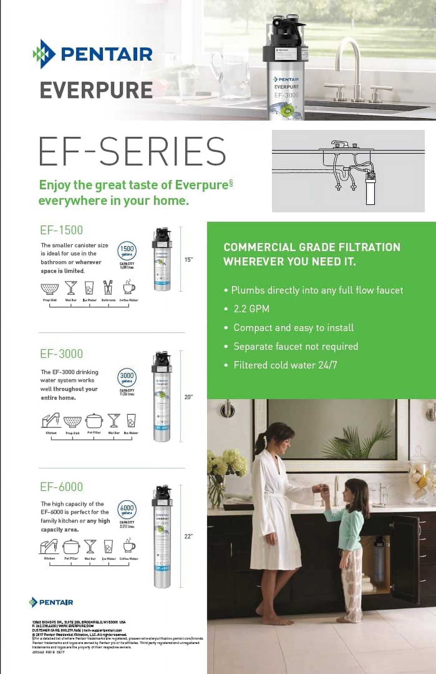 Everpure EF-3000 EV985750 Under Sink Water Filter Replacement Cartridge