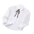 thumbnail image 2 of ZACPNCV Uniform Shirts for Girls Ruffle Princess Lace Collar Long Sleeve Button Down Bowknot Blouse Gray 13-14 Years, 2 of 4