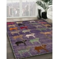 thumbnail image 3 of Ahgly Company Machine Washable Indoor Square Abstract Rose Dust Purple Area Rugs, 3' Square, 3 of 7