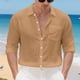 thumbnail image 4 of pstuiky camisa de manga larga para hombre, Camisa tipo cárdigan de manga larga con botones y bolsillos informales de color liso para hombre Tops casuales para hombres s, 4 of 7