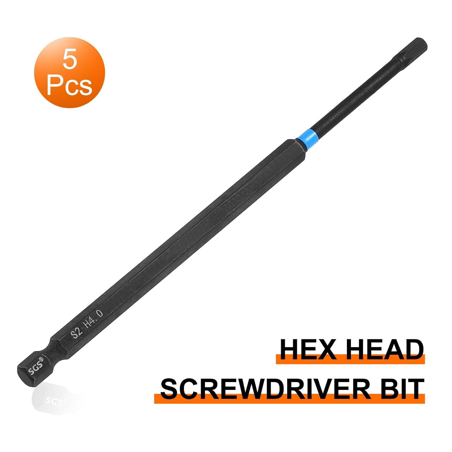 FRKSMD-5pcs Hex Head Wrench Drill Bit 4mm(H4) 1/4" Hex Shank 6"(150mm) Length S2 Steel Magnetic Hexagon Impact Drivers Metric Screwdriver Bit
