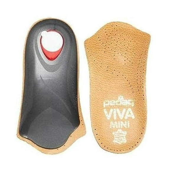 Viva Mini Orthotic Arch Support - Metatarsal & Heel Pad, Leather, Tan, US W12/M9 - 3/4 Length Footbed for Plantar Fasciitis & Metatarsalgia Relief