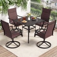 thumbnail image 2 of Gymax Padded Patio Swivel Chairs Set of 4 Ergonomic Outdoor Dining Chairs w/High Back Brown, 2 of 9