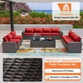 thumbnail image 5 of ALAULM 12 Pieces Outdoor Patio Furniture Set,Brown PE Rattan Sectional Patio Conversation Set with Red Seat Cushions and 2 Coffee Tables, 5 of 7