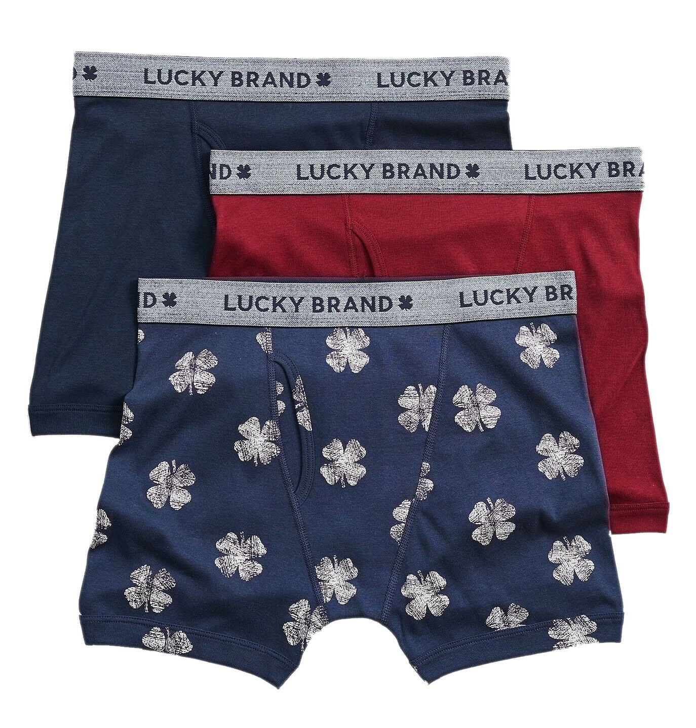 New Lucky Brand Men's YLB6134 3 Pack Cotton Boxer Brief, Multi, Size L