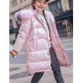 thumbnail image 2 of Niños Niñas Abrigos Chaquetas brillantes Invierno Grueso Nieve Abajo A mitad del muslo Acolchado Piel cálida Con capucha-, 2 of 4