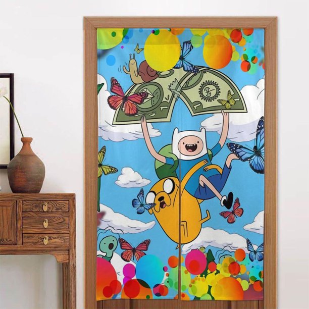 Cortina de puerta de Adventure Time para puerta, cortina opaca con estampado de patrón, cortina divisoria de ambientes, tapiz para decoración del hogar, 34" de ancho x 56" de largo