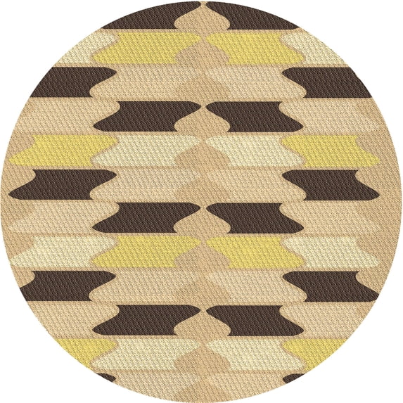 Ahgly Company Indoor Round Patterned Wood Brown Area Rugs, 3' Round