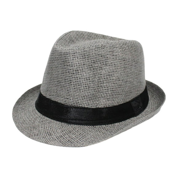 Sombrero De Paja Para Niños Sombrero De Protección Solar Portátil De Moda Para Festivales De Desplazamiento Al Aire Libre Gris